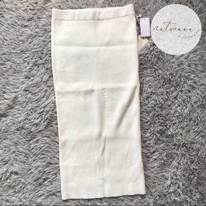 Good American Ivory Ribbed Midi Skirt